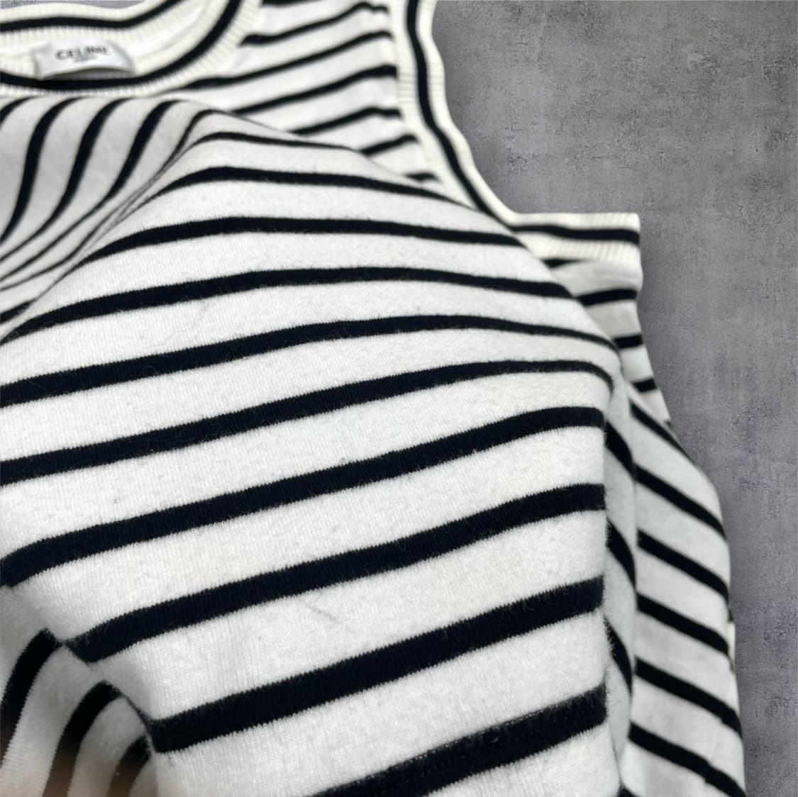 셀린느 Celine 스트라이프 트리옹프 슬리브리스 니트 40 상품이미지7