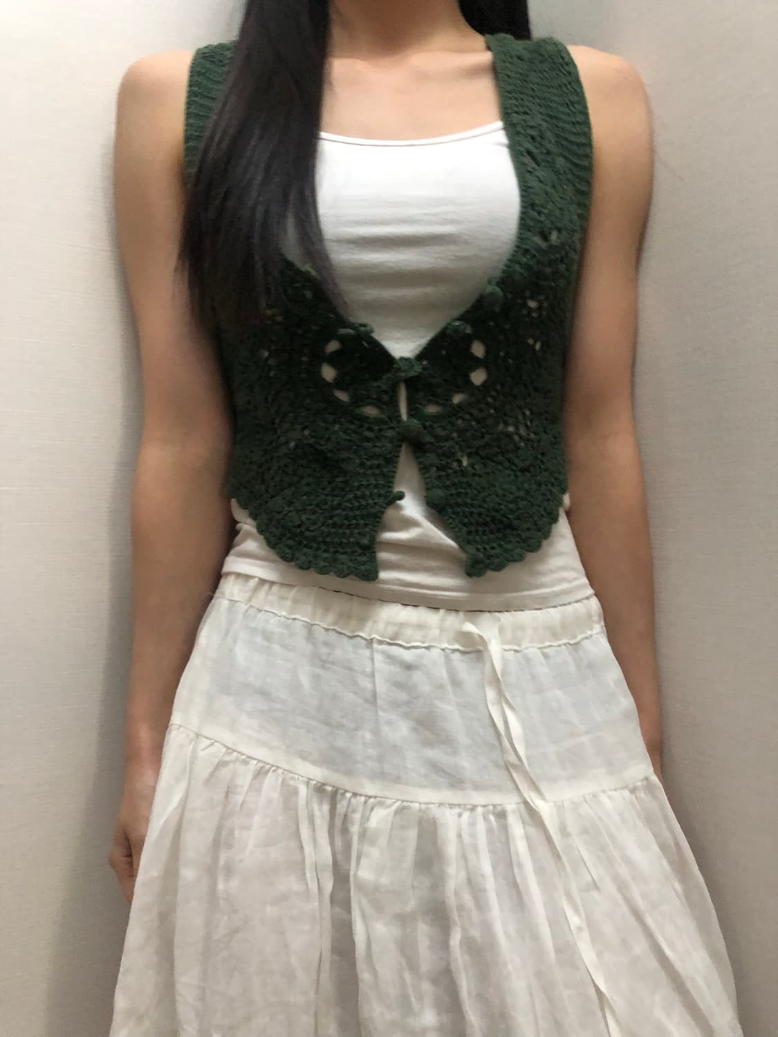 빈티지 카키 니트 베스트 상품이미지2