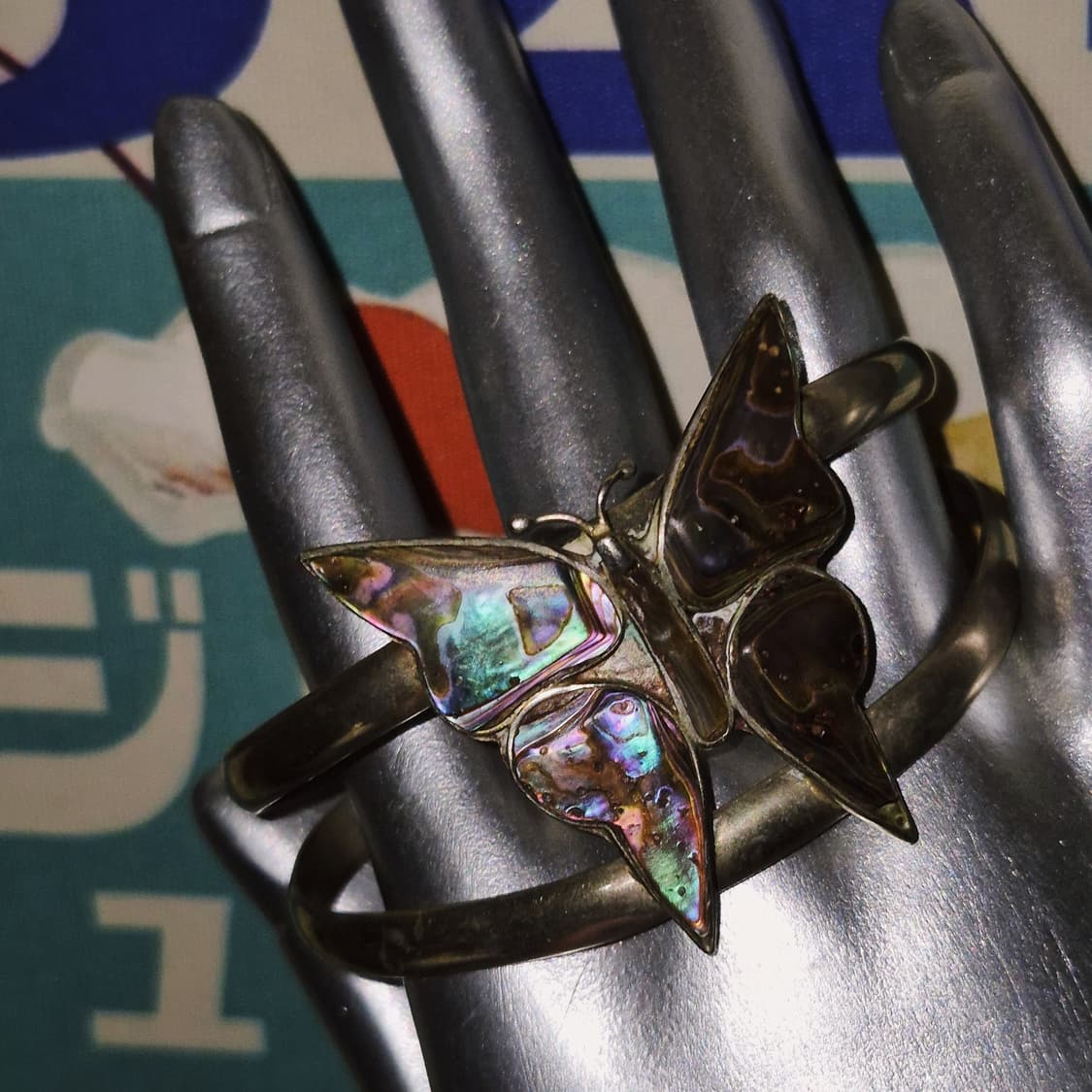 70s 멕시코 알파카 아발론 자개 빅 나비 뱅글 상품이미지6