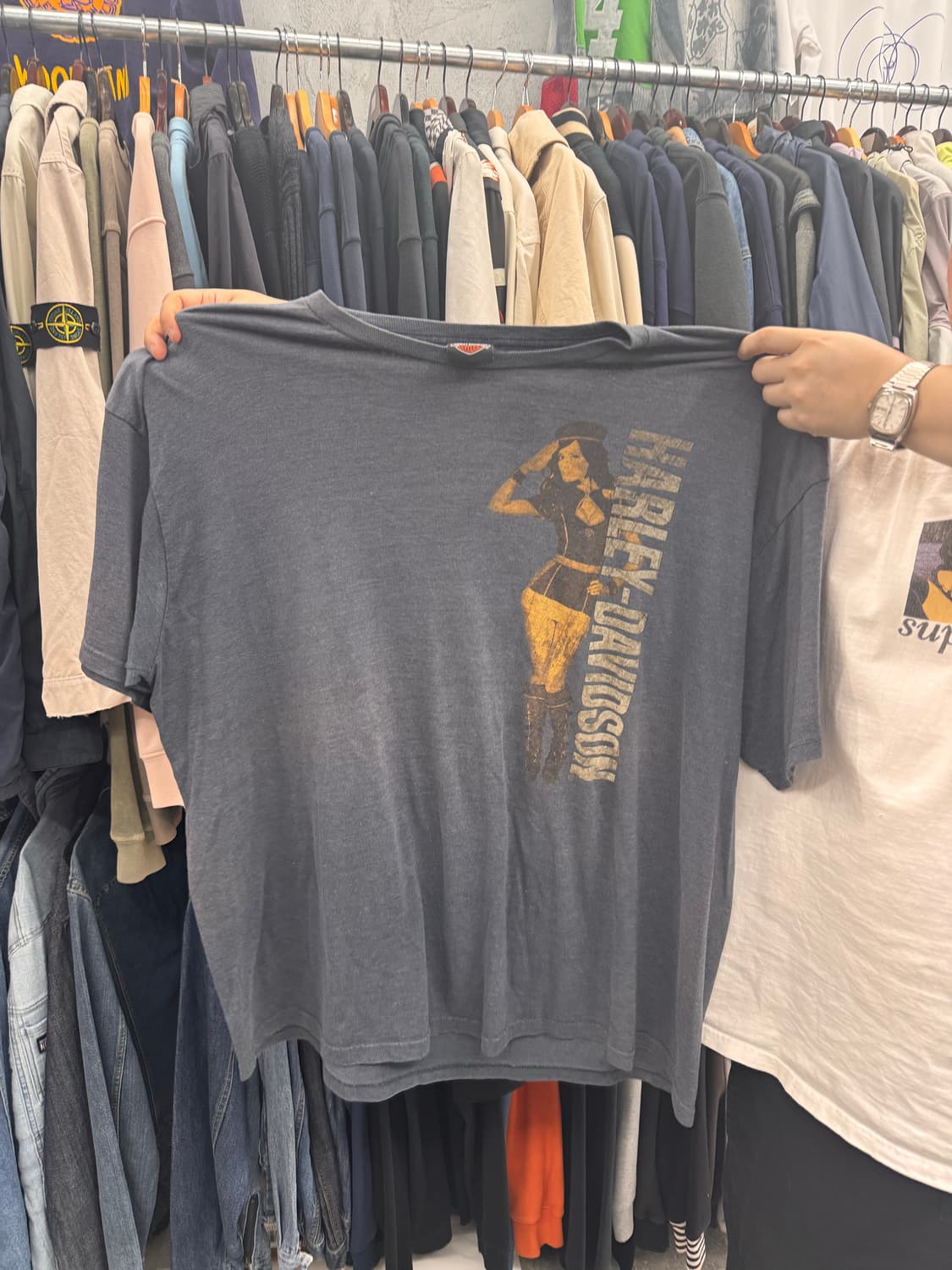 110이상 할리데이비슨 핀업걸 반팔 레어  상품이미지1