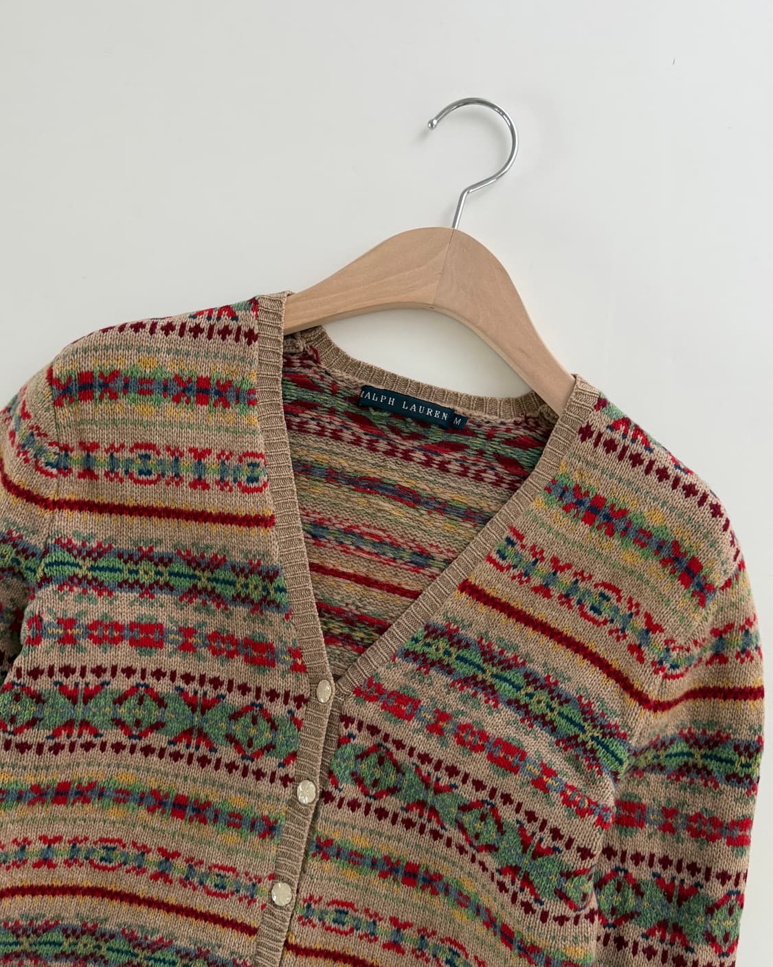 Polo 랄프로렌 90‘s 우먼 페어아일패턴 크롭 가디건 상품이미지5