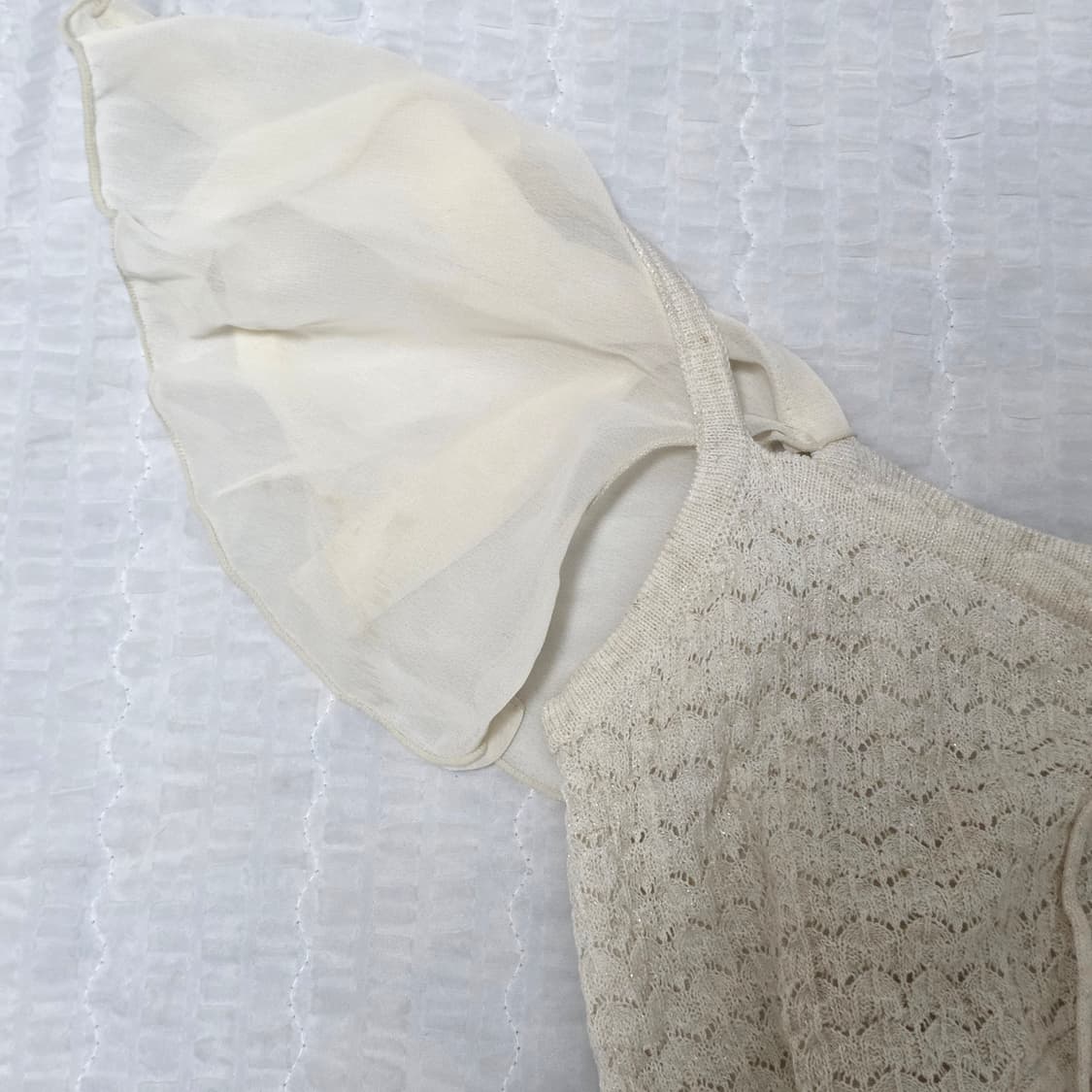 일본빈티지)라떼히메갸루 엔젤 모리걸 니트글리터 시스루 셔링 슬리브리스 상품이미지5