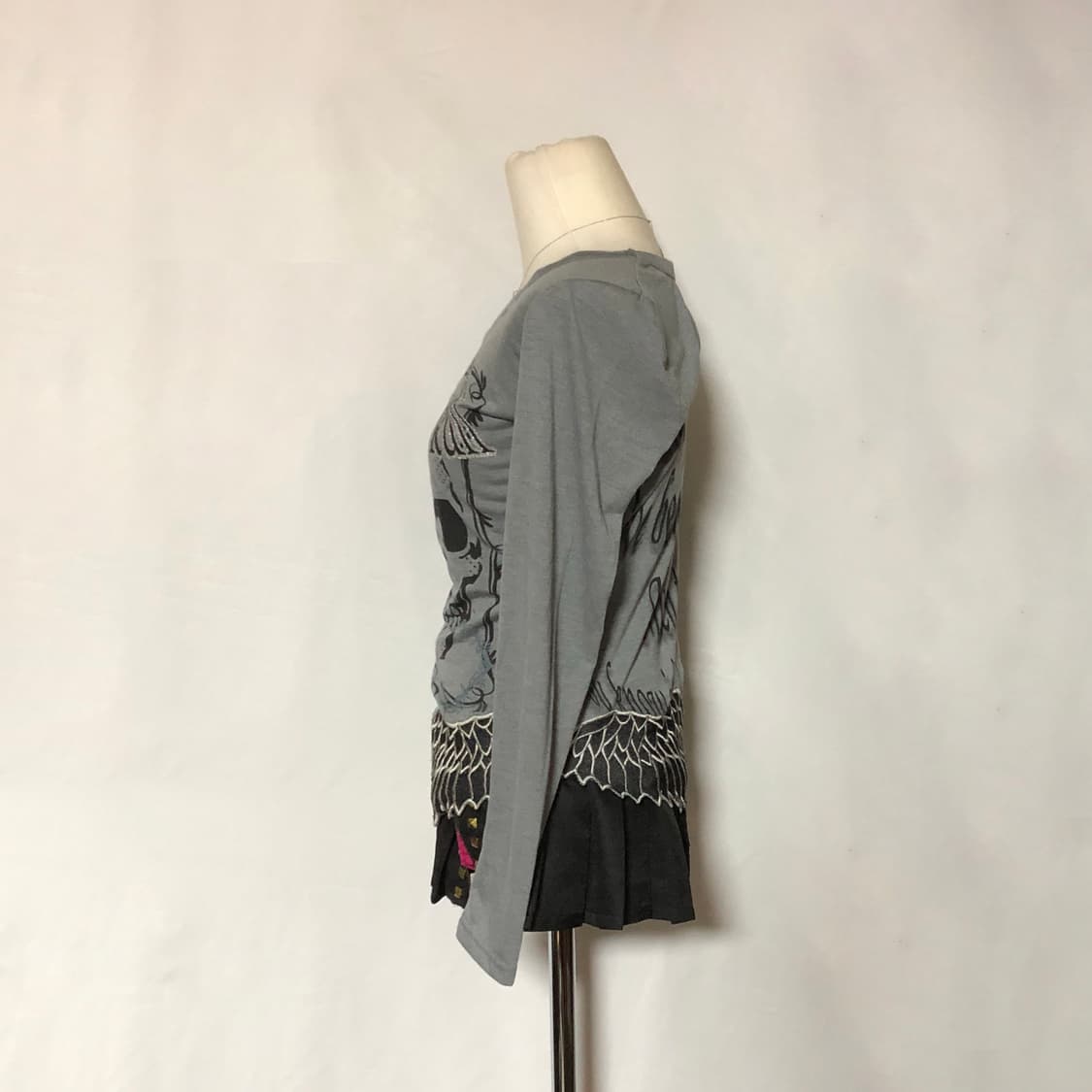 스컬 펑크 날개 티셔츠 그레이 상품이미지7