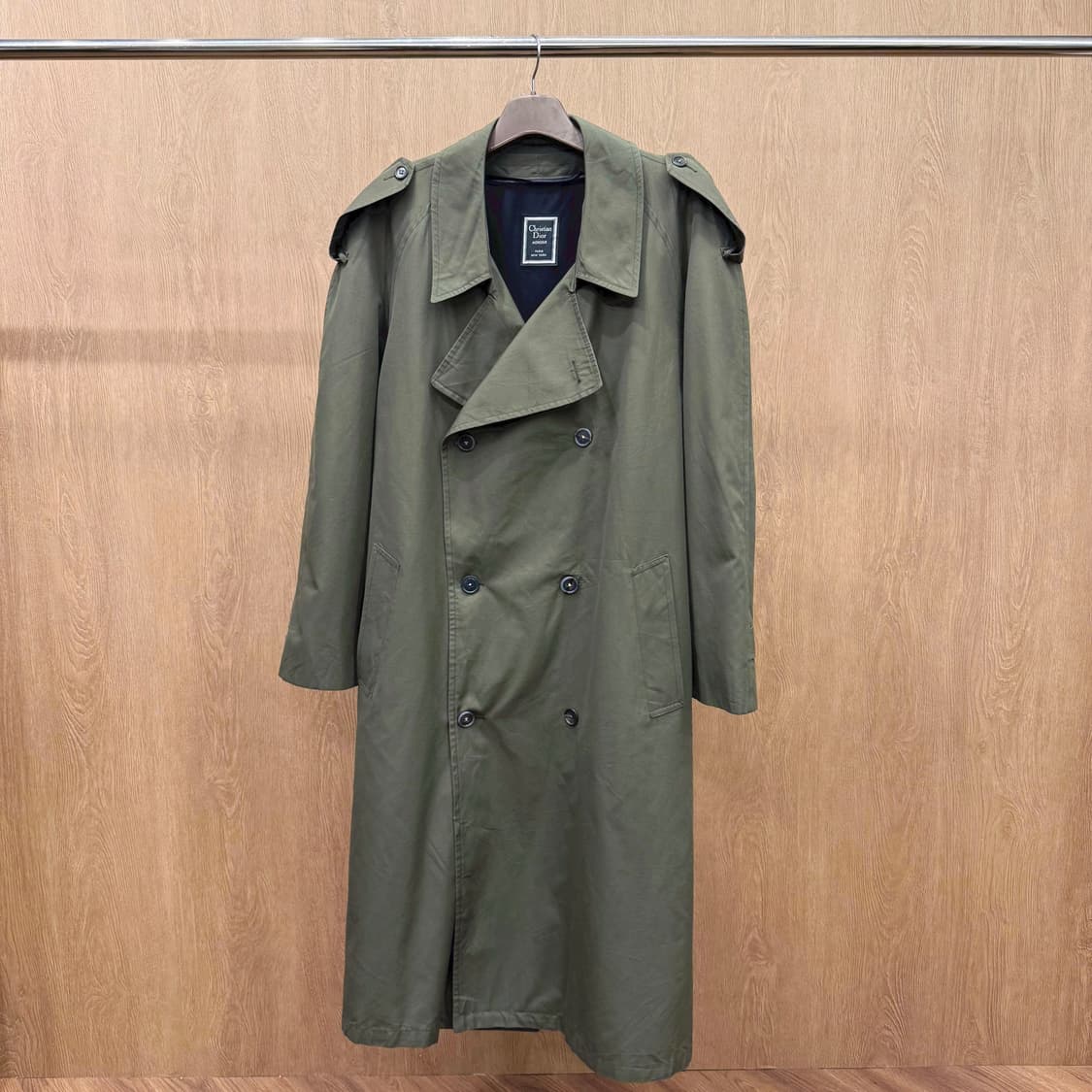 크리스찬 디올 트렌치 롱 코트 더블 브레스티드 견장 버튼 디테일 카키 상품이미지2
