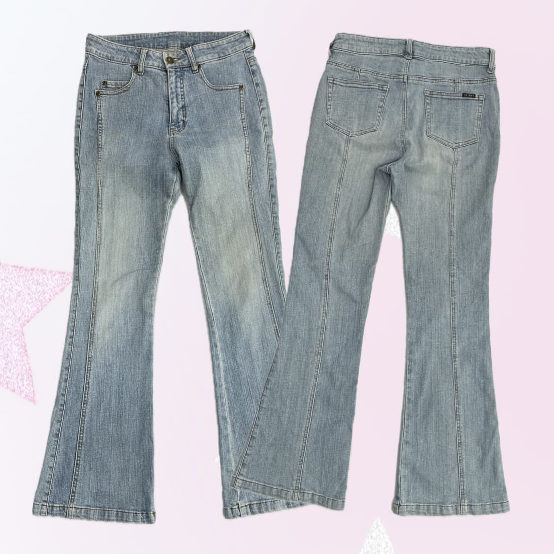 ⭐️재팬 빈티지 y2k 연청 워싱 부츠컷 팬츠 빈티지⭐ 데님 데코라 상품이미지1