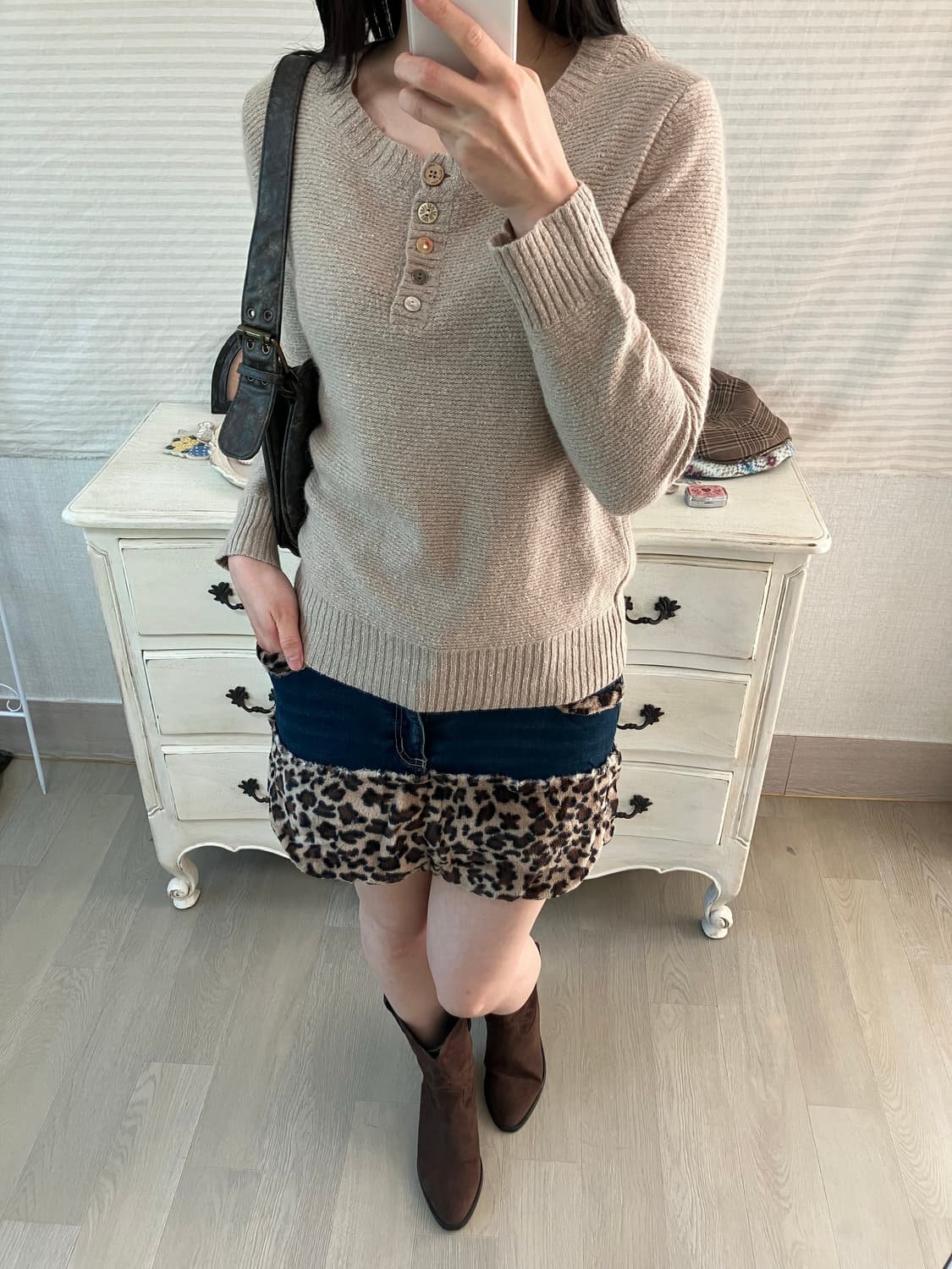 jpn vintage 베이지 버튼 니트 y2k 스트릿 갸루 펑키 상품이미지5