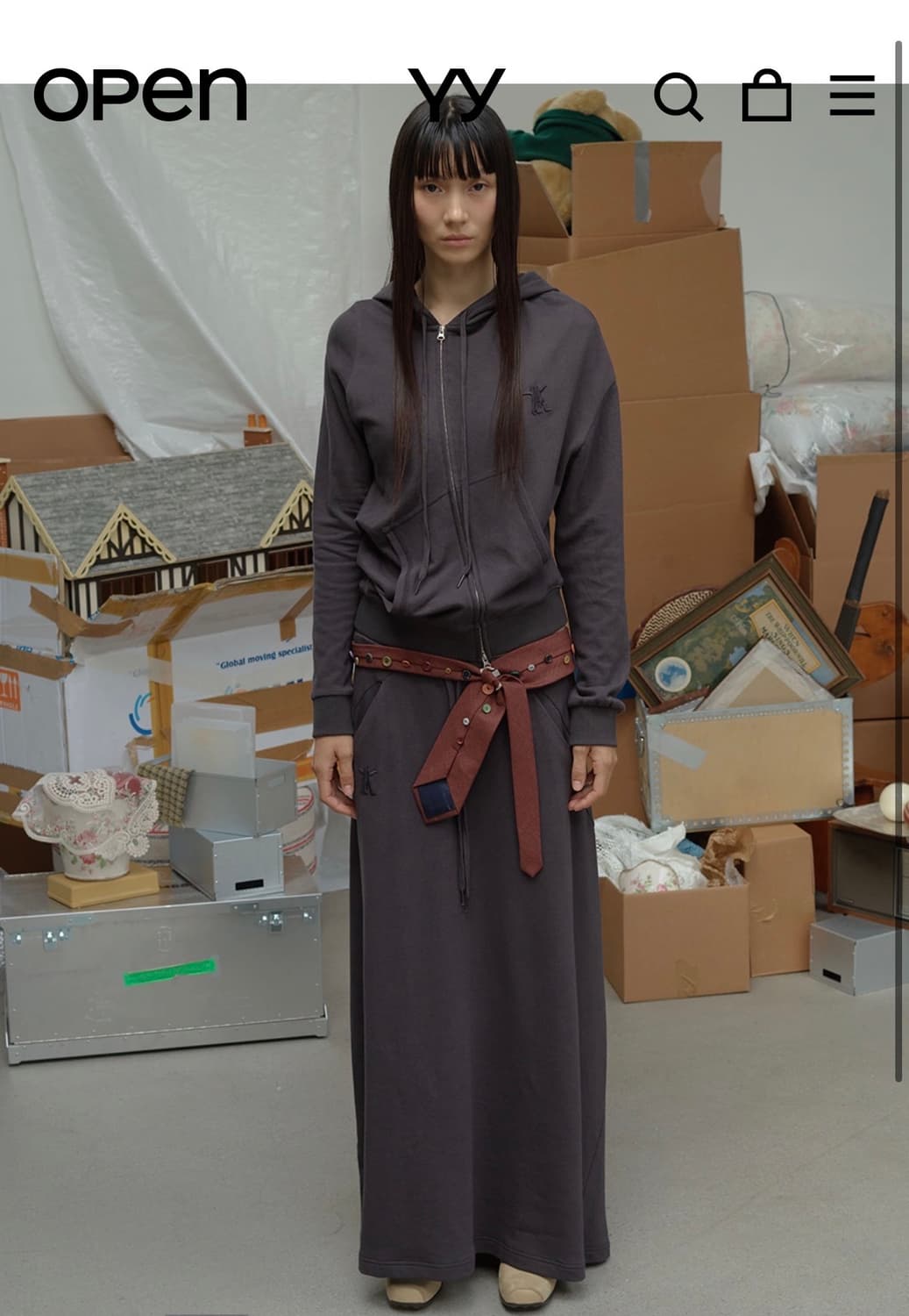 오픈와이와이 후드집업 차콜 s 상품이미지3