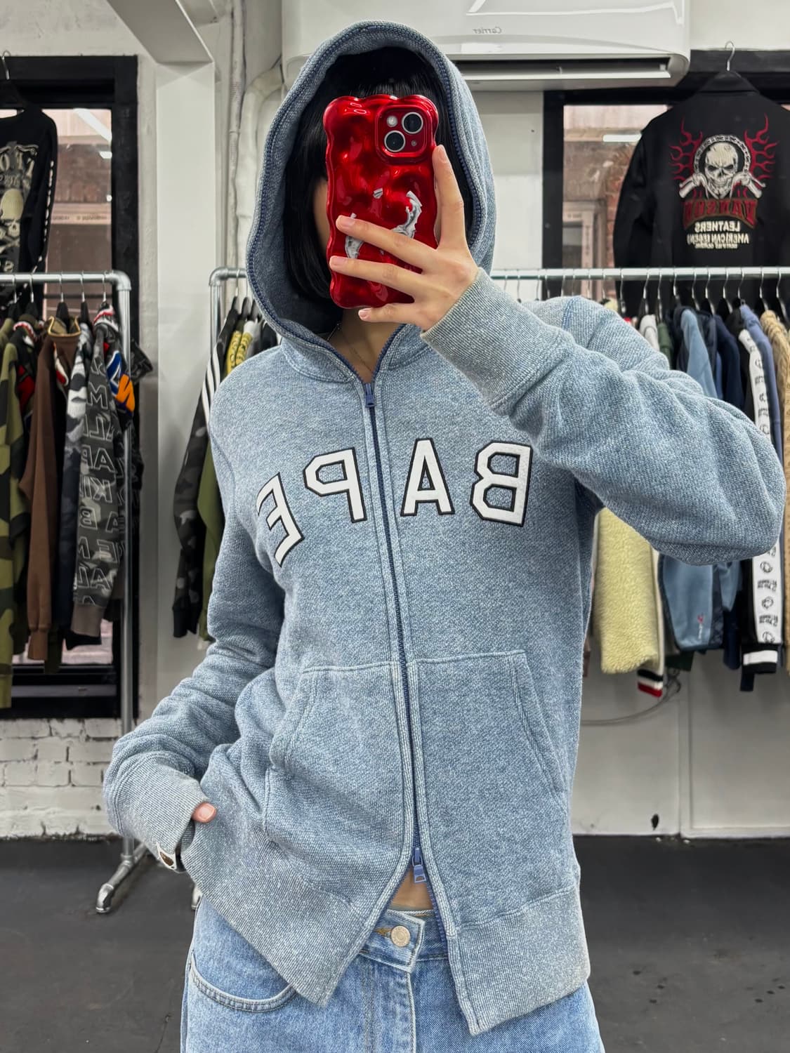 베이프 멜란지 블루 후드집업 상품이미지1