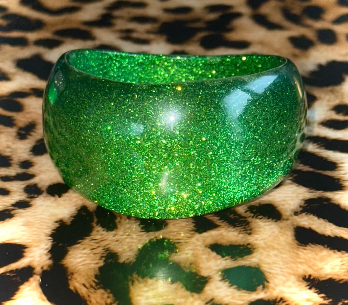 일본 헤이세이 시부야 갸루 그린 빅 글리터 뱅글 팔찌 상품이미지3