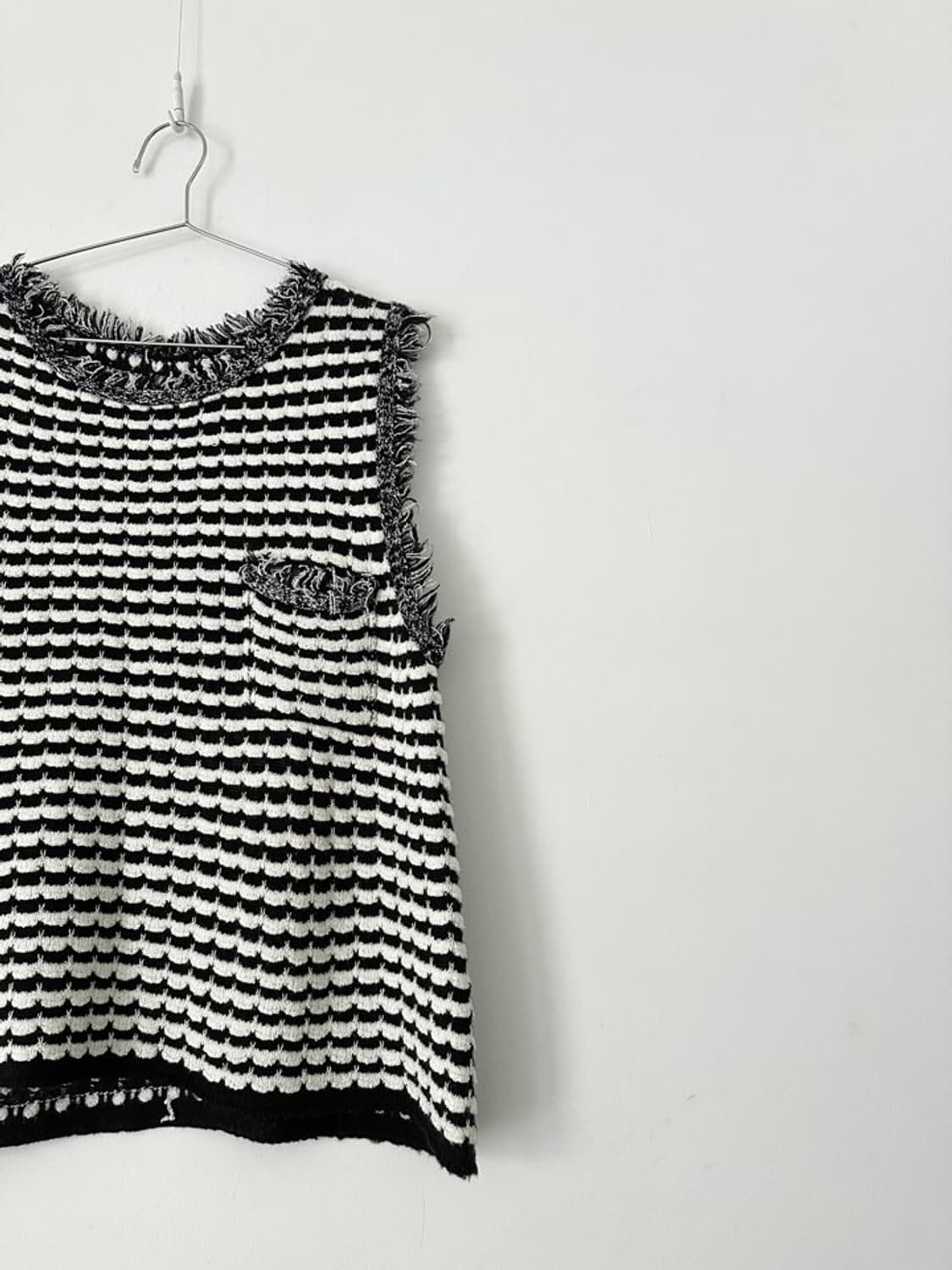 Fringe checker pattern sleeveless knit 상품이미지3