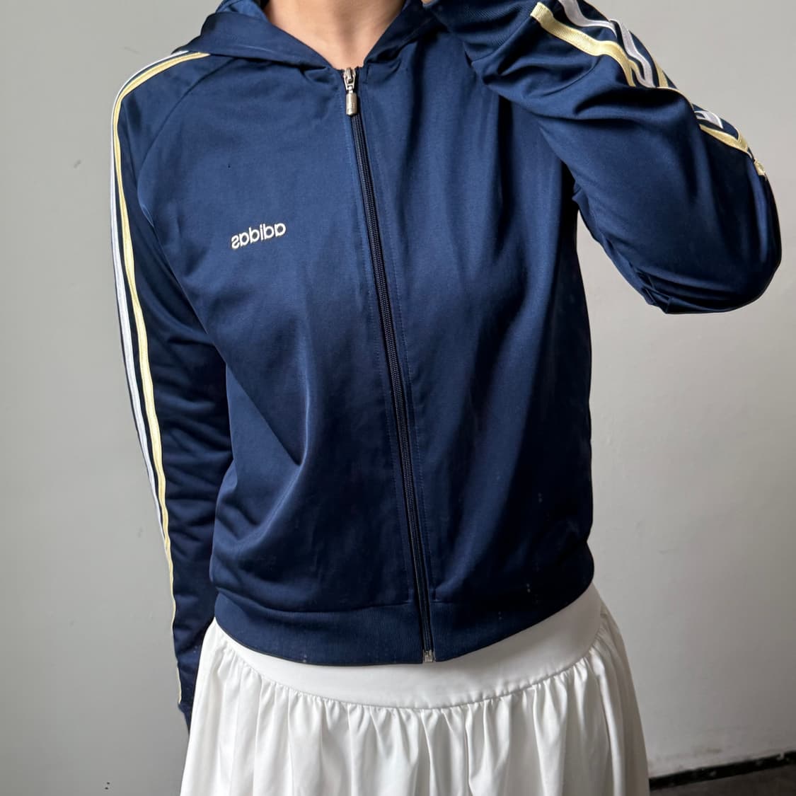 [L] 아디다스 네이비 져지 후드집업 상품이미지1