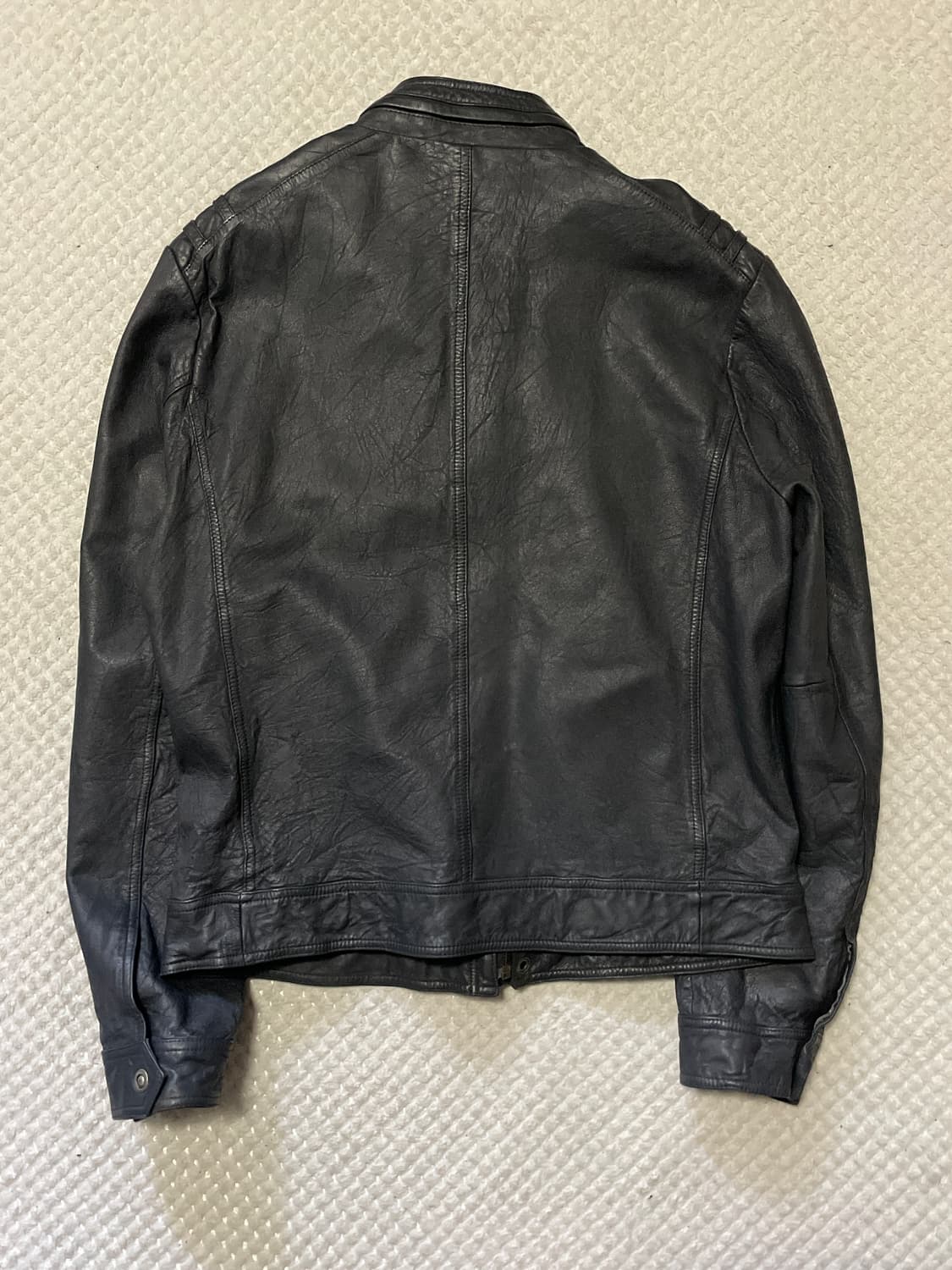 웨스턴 무드 램스킨 양가죽 절개 포켓 레더 자켓 상품이미지2