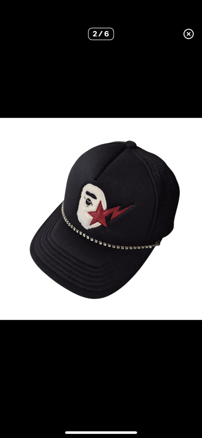 BAPE 베이프 OG스타 에이프 레더패치 메쉬캡 상품이미지2