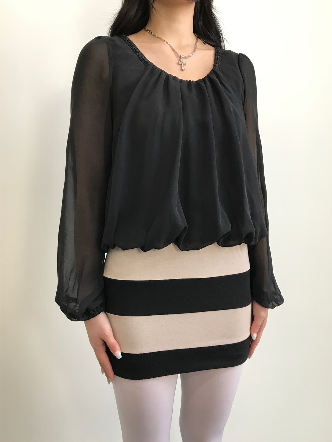 'RyuRyu' Chiffon Striped Mini Dress 상품이미지4