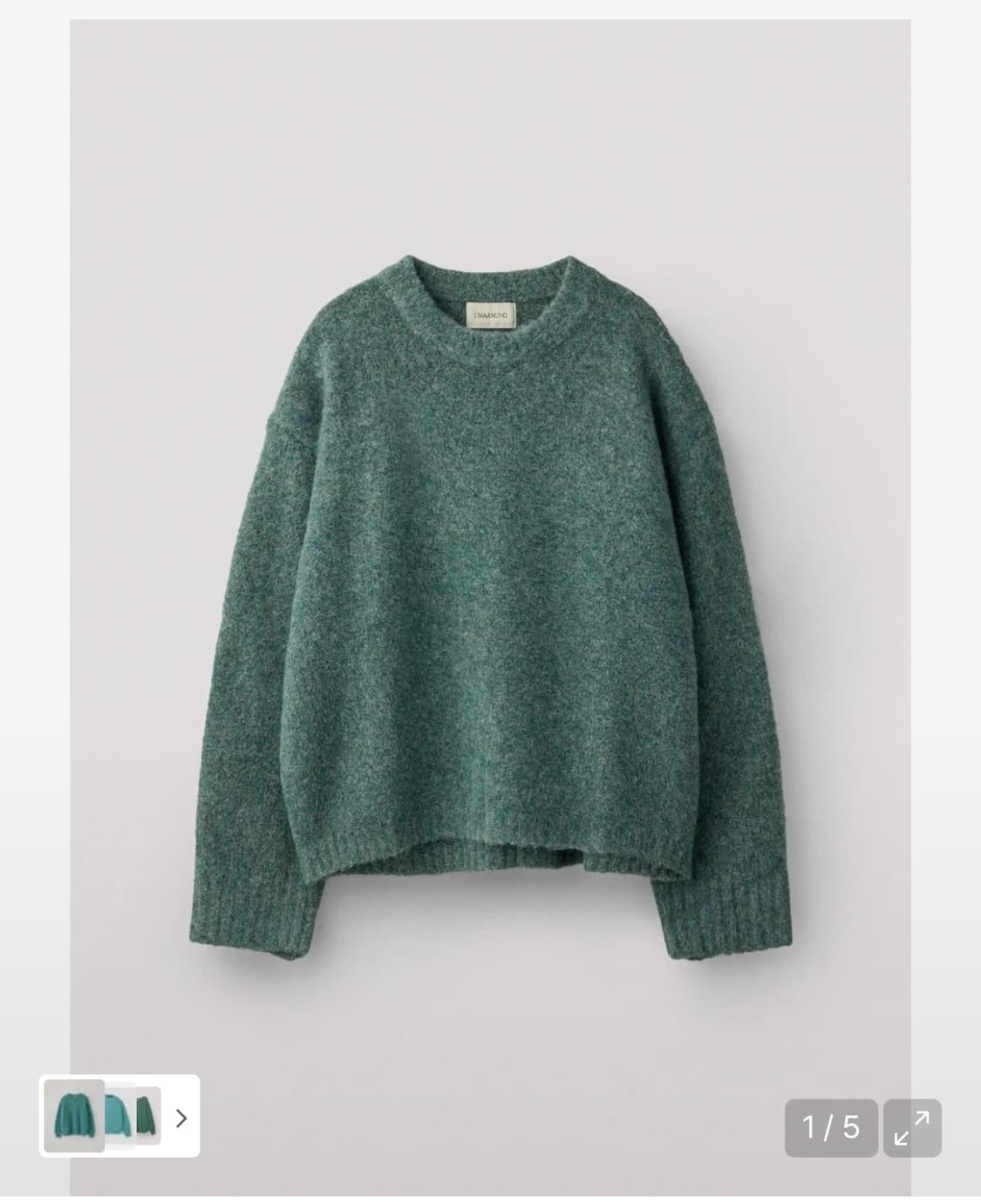 우마뭉 울 알파카 버튼 슬리브 니트 제이드 칼라 M 크롭니트 상품이미지1