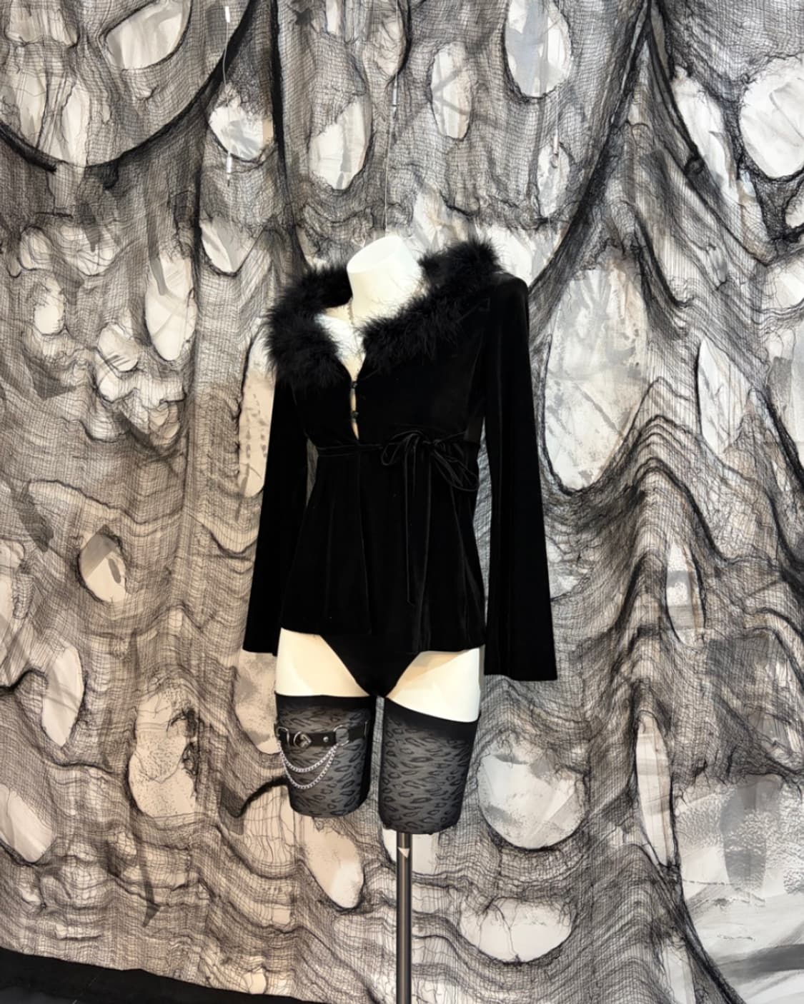 Gothic Velvet Fur Cardigan 상품이미지2