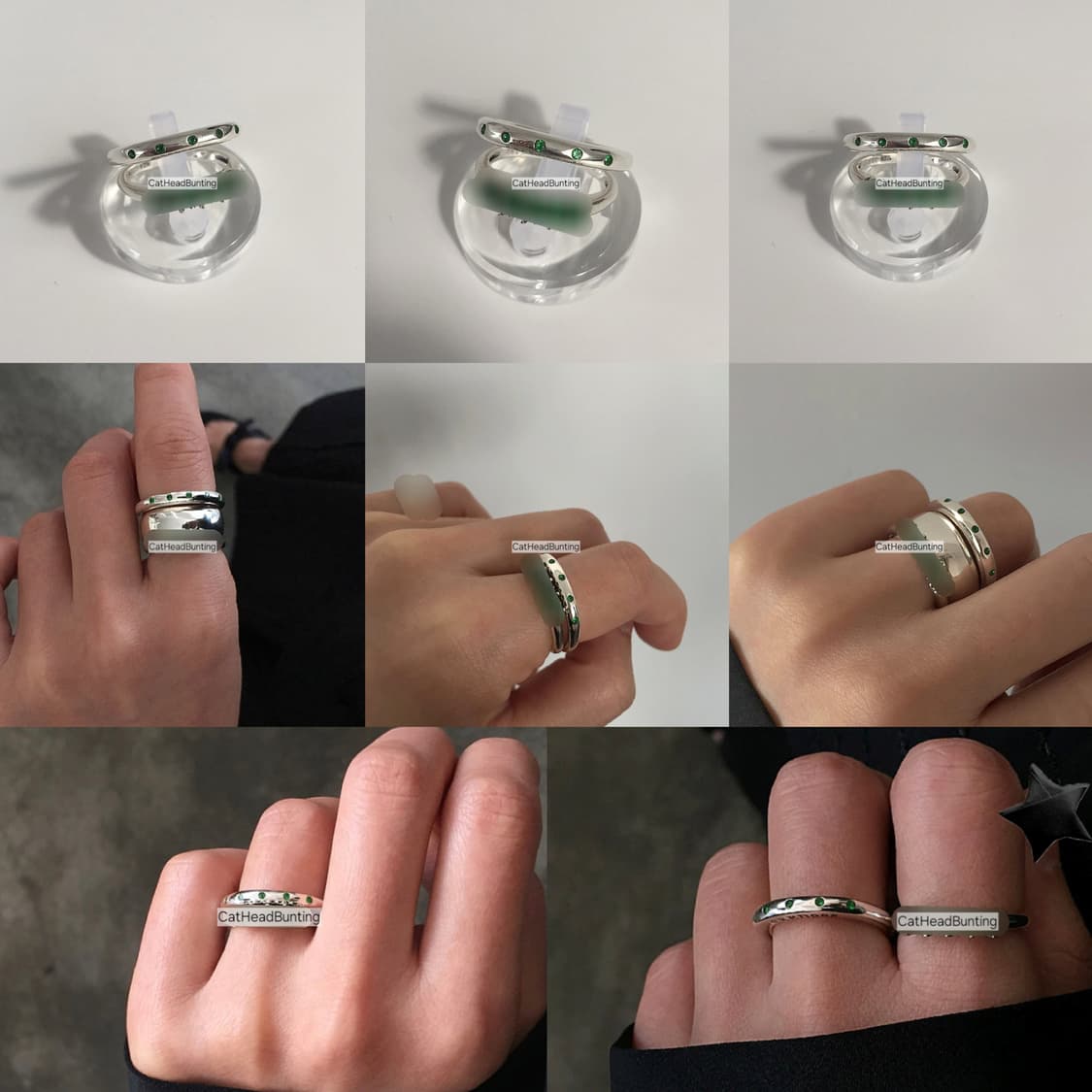 UNISEX_실버925 그린 오닉스 링 반지 [쿨거반택포] 상품이미지2