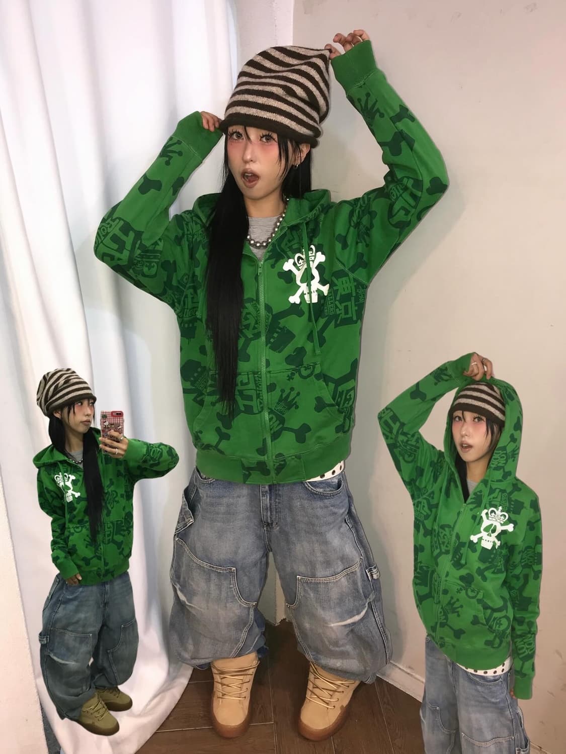 Stussy Skull Printing Hood Zip-Up 상품이미지1