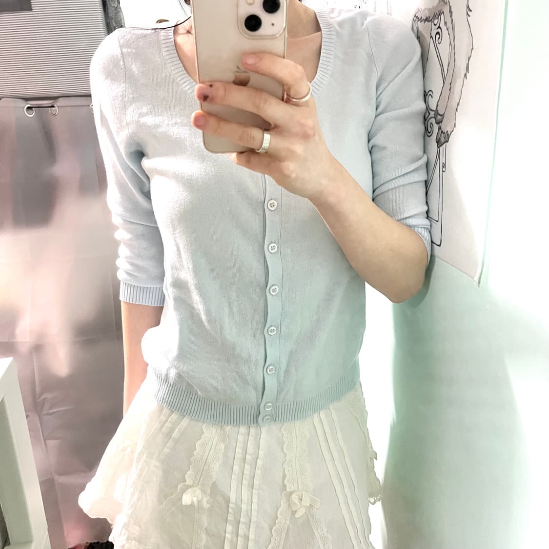 베네통 U넥 7부 가디건 상품이미지2