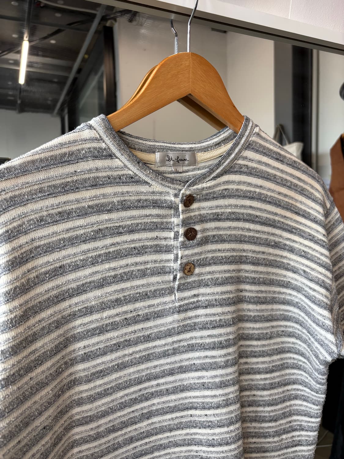 Stripe terry Henley Neck 상품이미지3