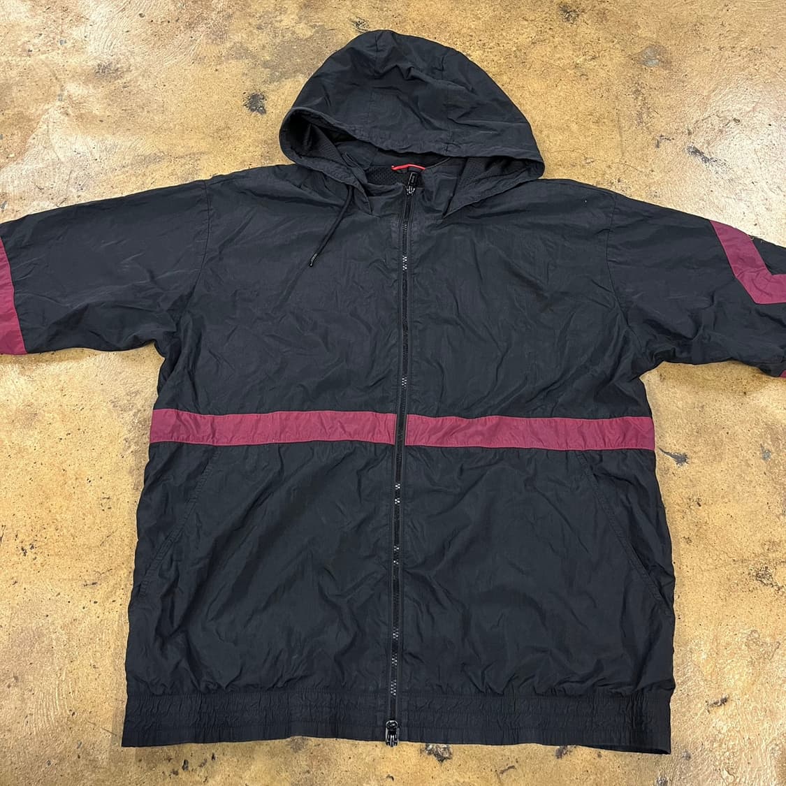 [정품/XL] 조던 블랙 버건디 컬러 블록 후드 바람막이 b8 상품이미지3