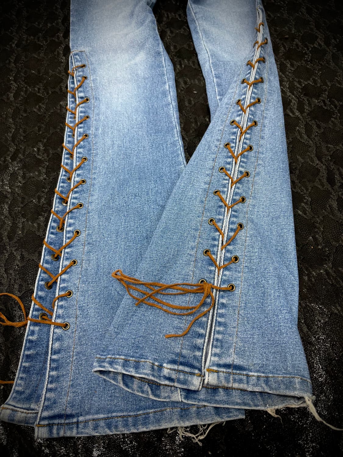 “Vintage” Y2K Mood Laced-Up Boots-Cut Pa 상품이미지4