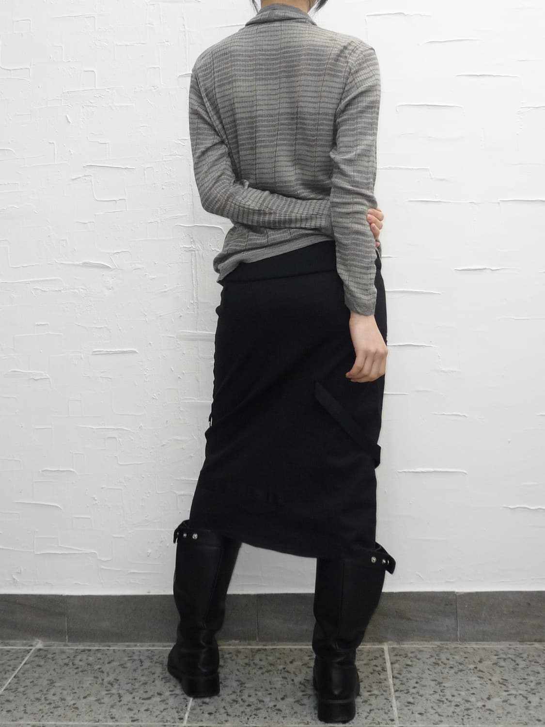 black asymmetrical midi skirt 상품이미지4