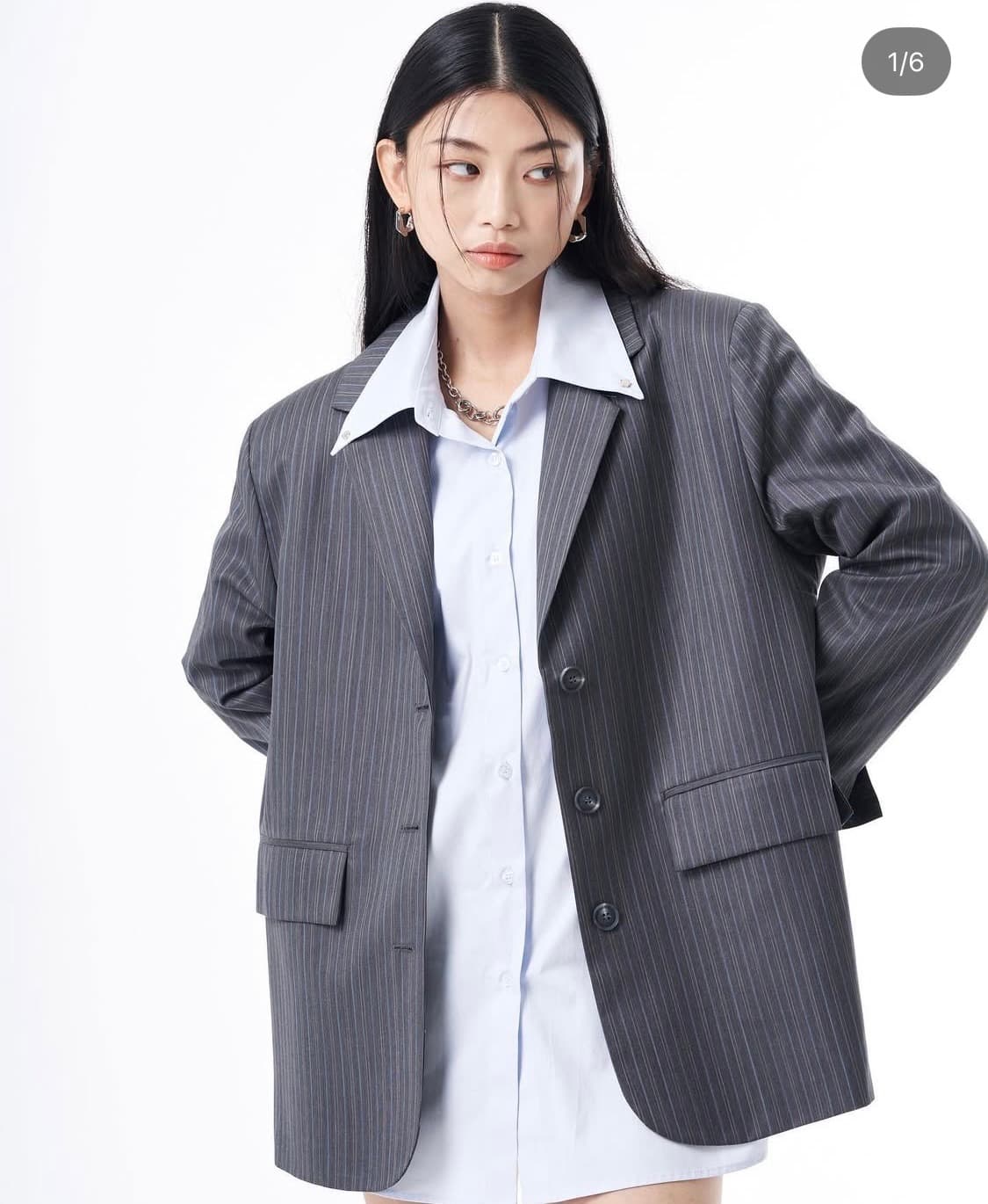 라뇨 체리퀴리 오버핏 스트라이프 블레이저 자켓 상품이미지2