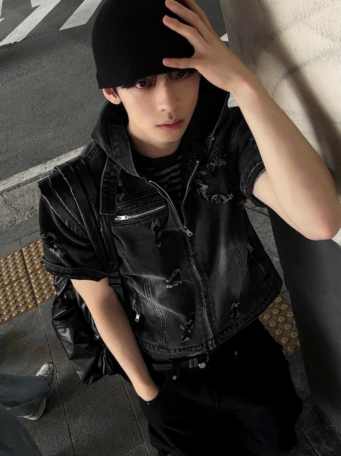 코시하루 크레이 데님 반팔 후드자켓 상품이미지2