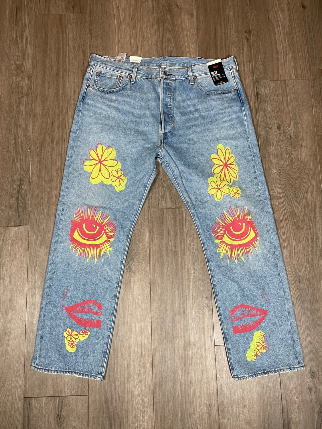 새제품 1960's 일본 리바이스 501 BIC E 데님 히피끝장 그래픽 상품이미지2