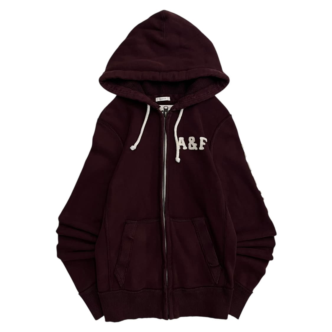 아베크롬비 사이드로고 버건디 후드집업 S 상품이미지2