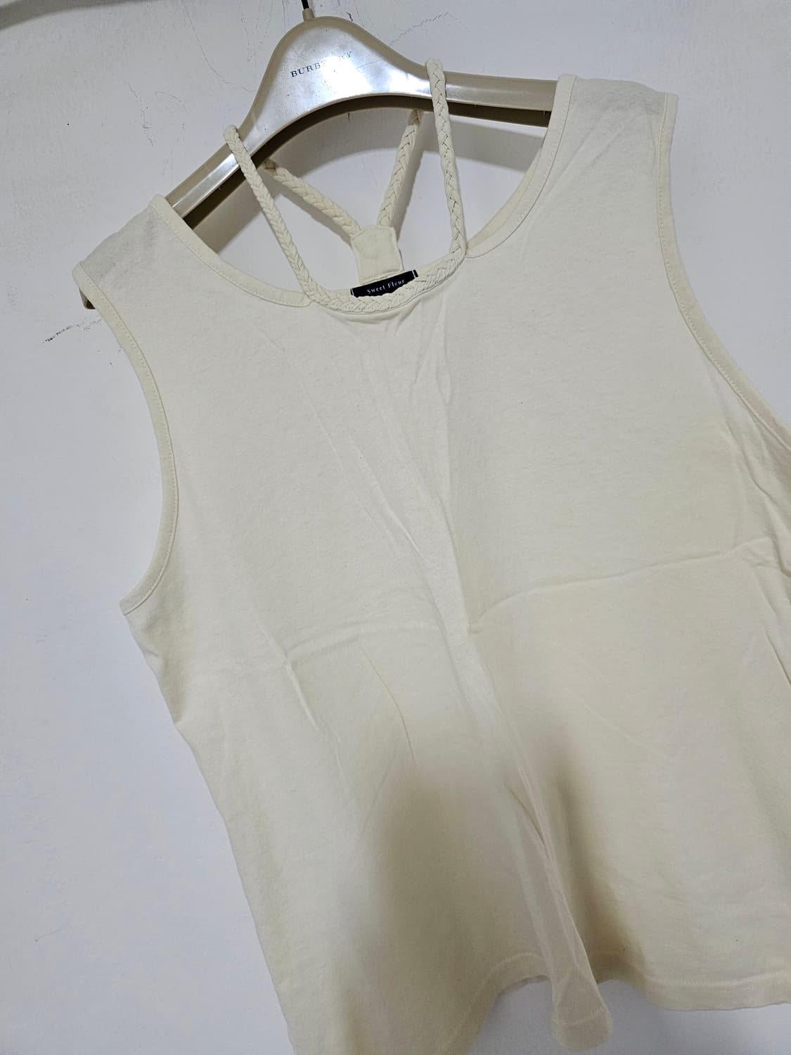 일본빈티지  스윗플뢰르 스트랩 꼬임 민소매 크림색. L 상품이미지3