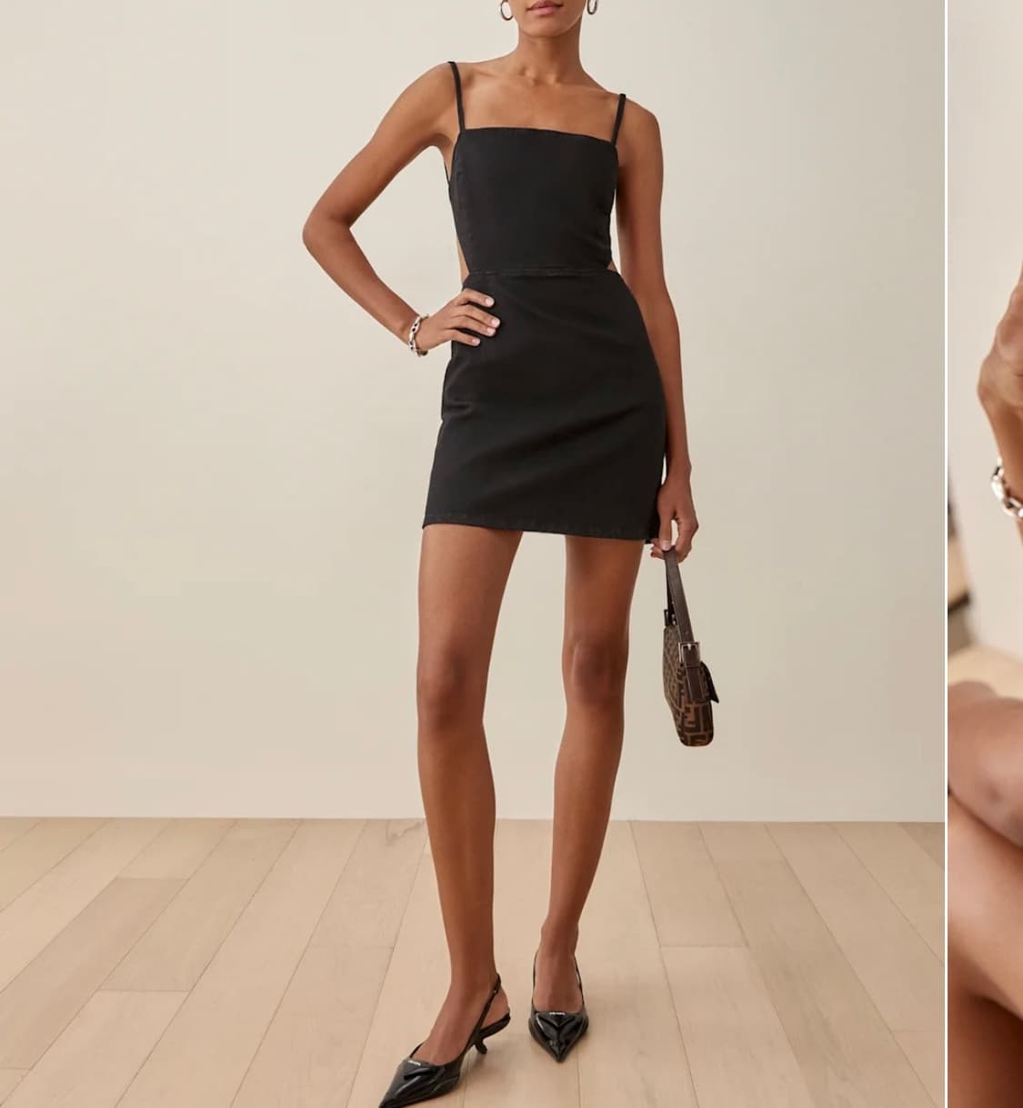 리포메이션 블랙 데님 미니원피스 상품이미지2