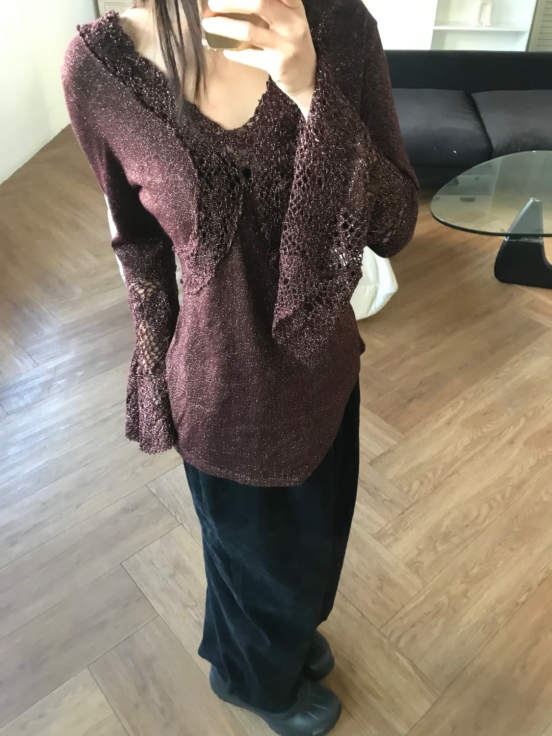 vintage pearl lace top (black color) 상품이미지3