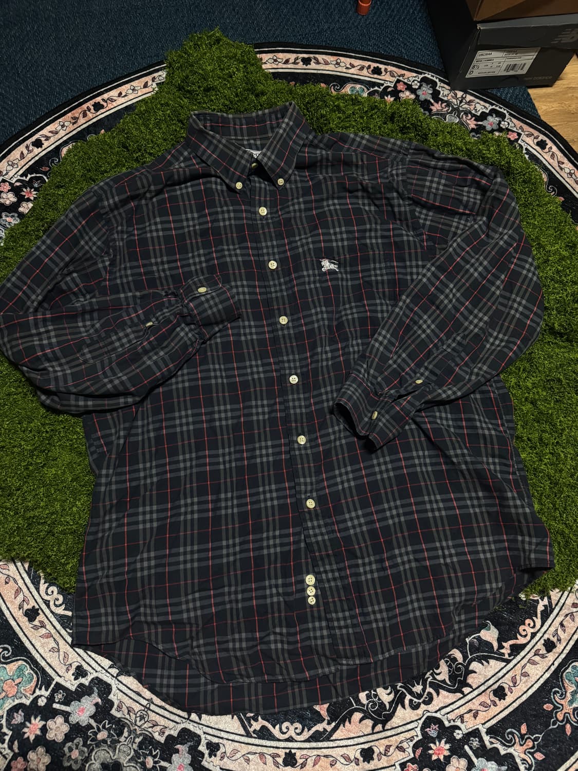 버버리 노바체크 셔츠 네이비 L 상품이미지1