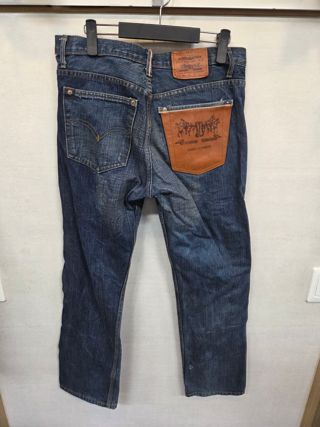 빈티지 제임스 카우보이 가죽패치 포켓 데님팬츠 대략 32 상품이미지2