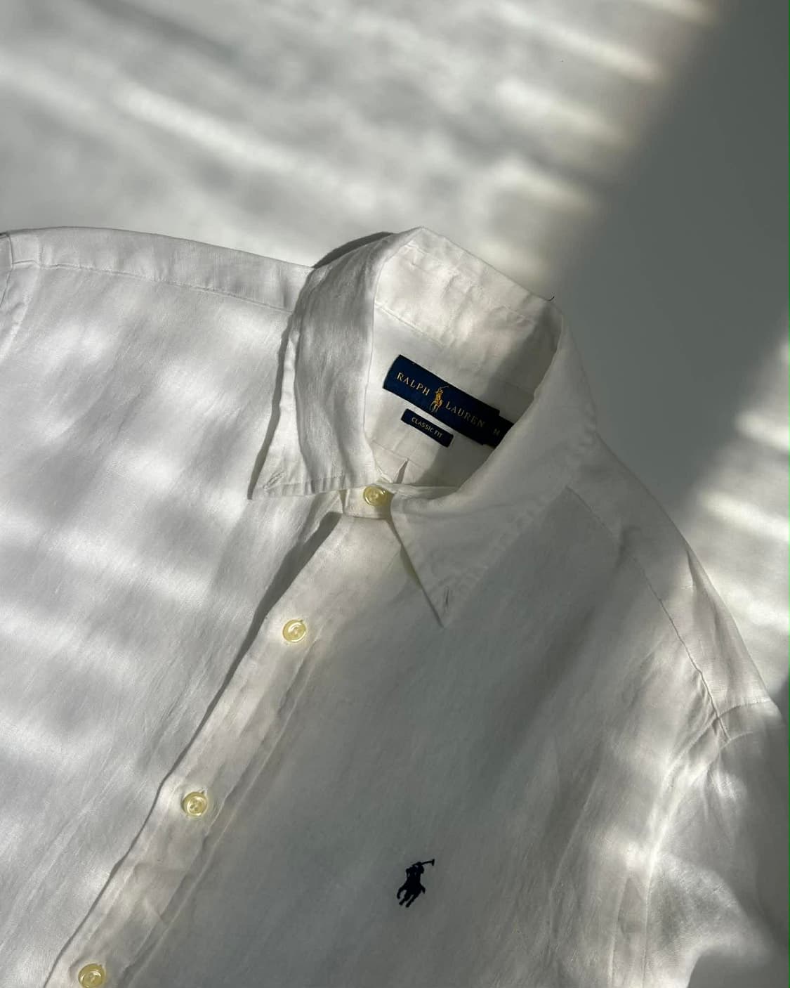 [M] 폴로 랄프로렌 현행QR 린넨 택채 새상품 화이트 셔츠 상품이미지3