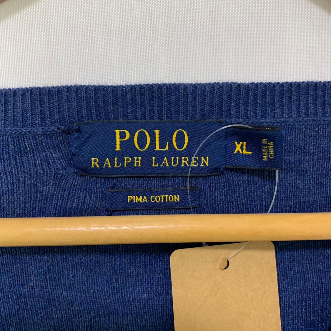 폴로 랄프로렌 피마코튼 브이넥 니트 블루 남성 XL 상품이미지6