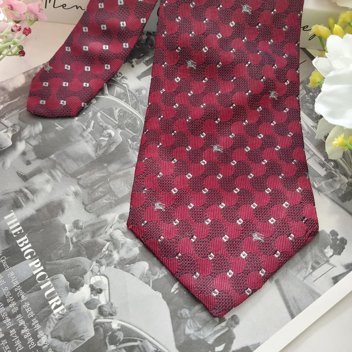버버리 실크 기마사 로고 자카드 넥타이 10cm A+~A등급  K1508 상품이미지3