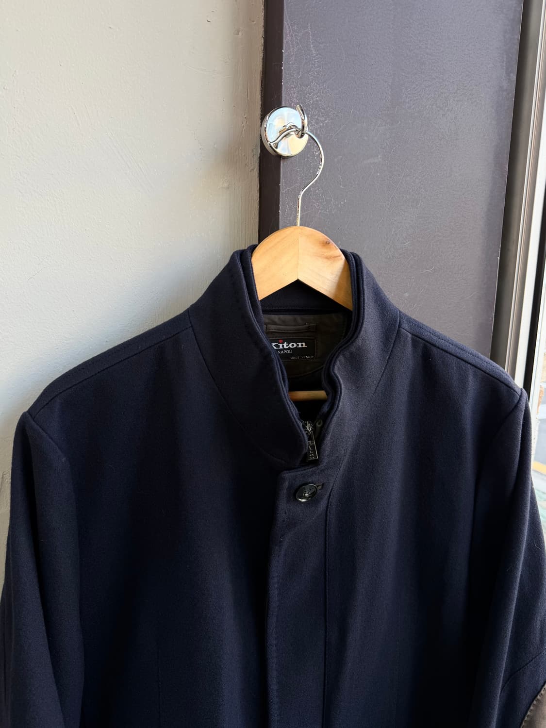 52/ 키톤 캐시미어 엘보 리얼레더 코트 자켓 상품이미지3