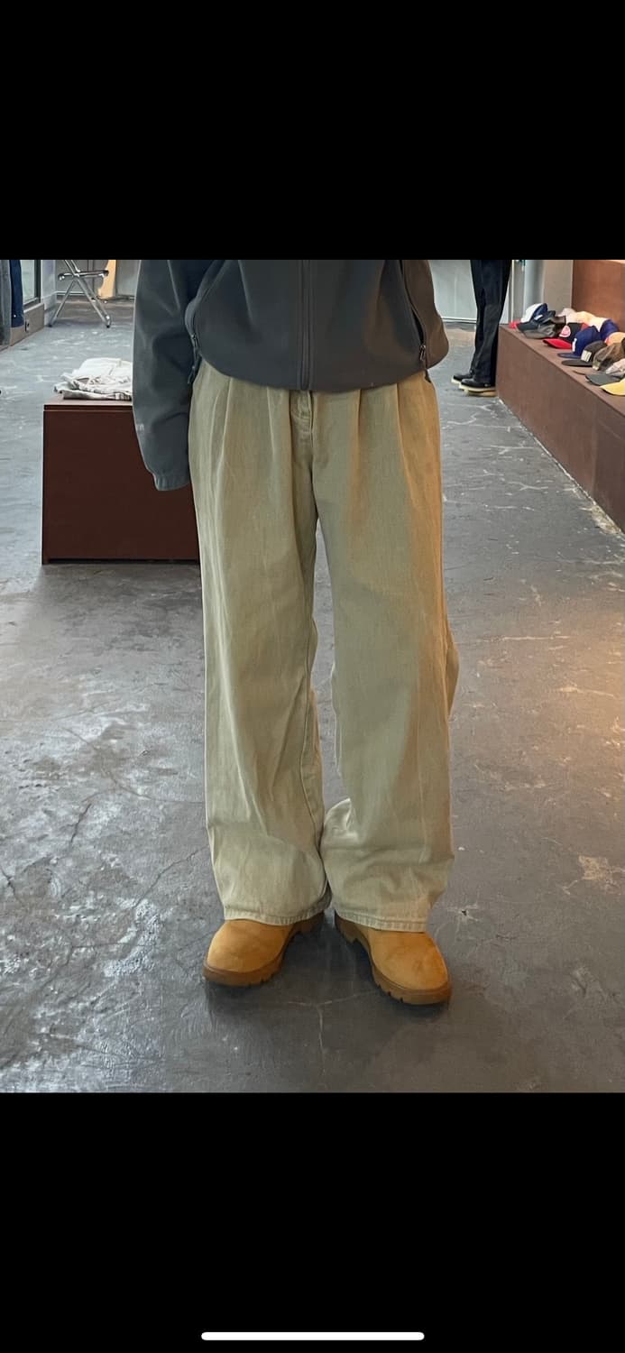 빈티지 베이지 벨트 코튼 팬츠 H1553 상품이미지1