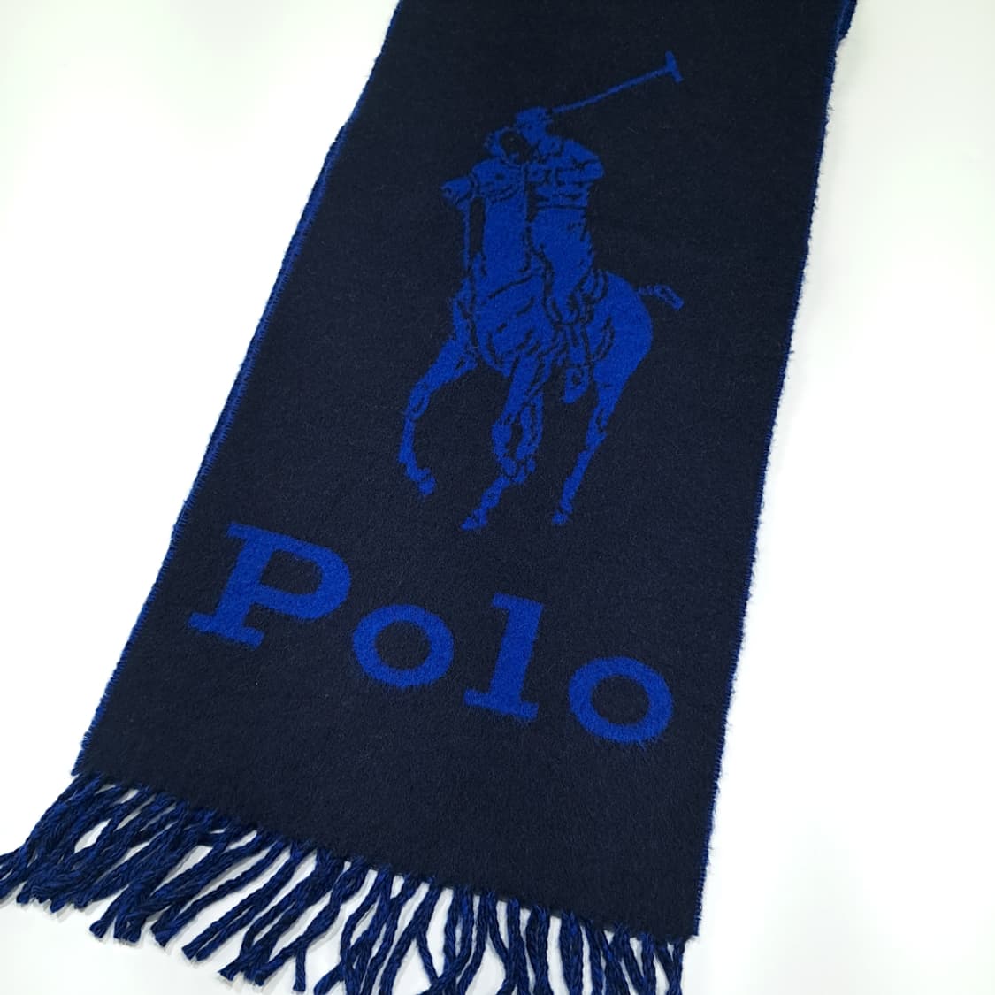 MX606 폴로 00s 이태리판 울 양면 빅포니 네이비 머플러 목도리 상품이미지6