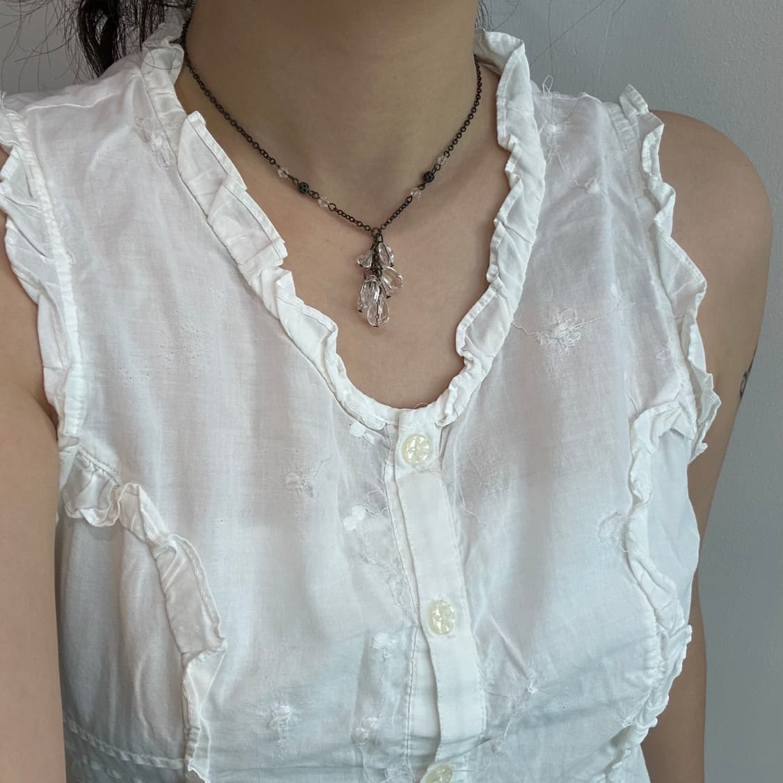 Crystal gemstone drop necklace 상품이미지2