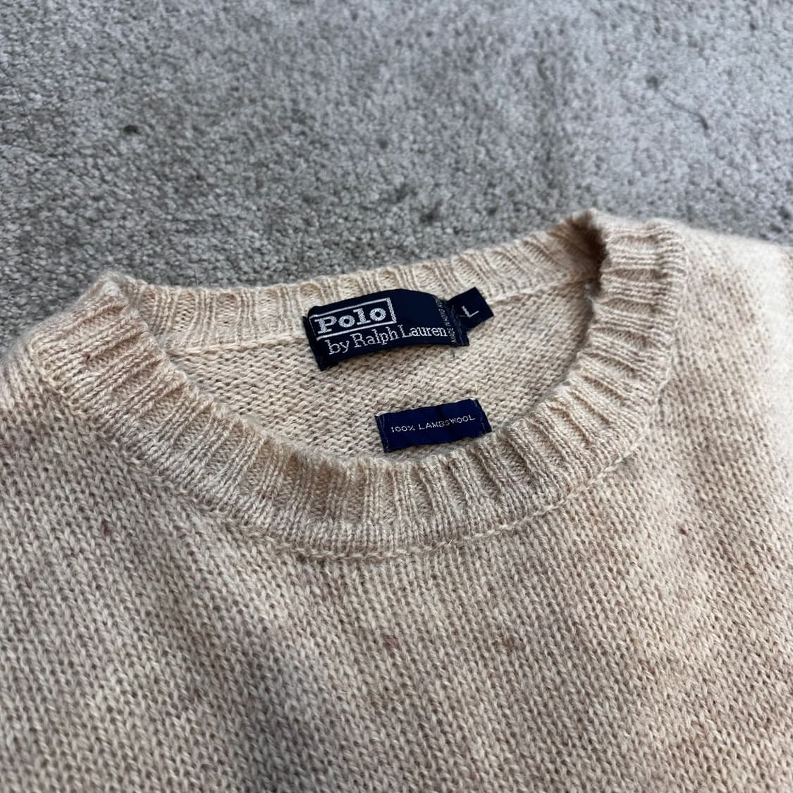 폴로 베이지 램스울 라운드 니트L 상품이미지4