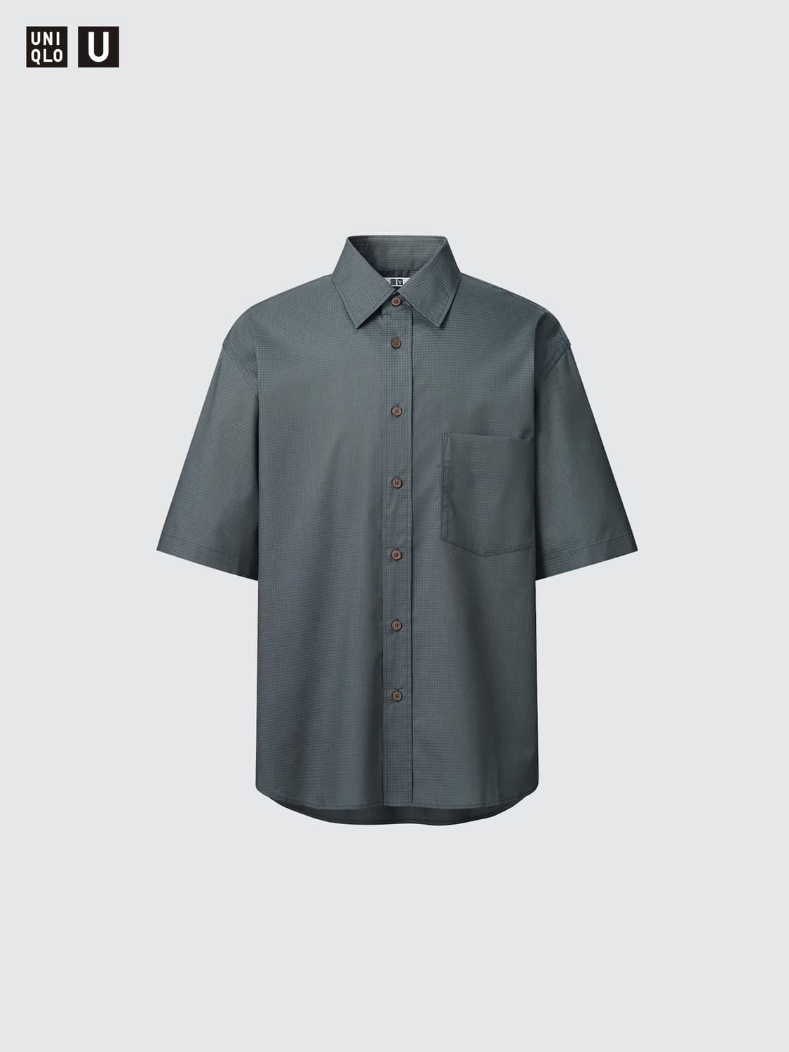 [L] 유니클로 U 오버사이즈 반팔셔츠 다크그레이 상품이미지1