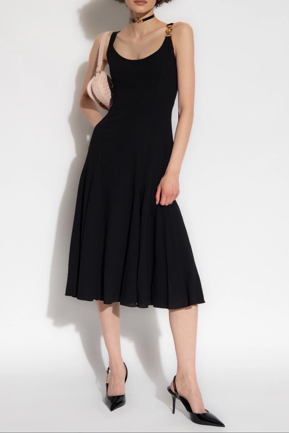 (정품/새상품) 베르사체 여성 블랙 메두사 플리츠 미디 드레스 상품이미지7