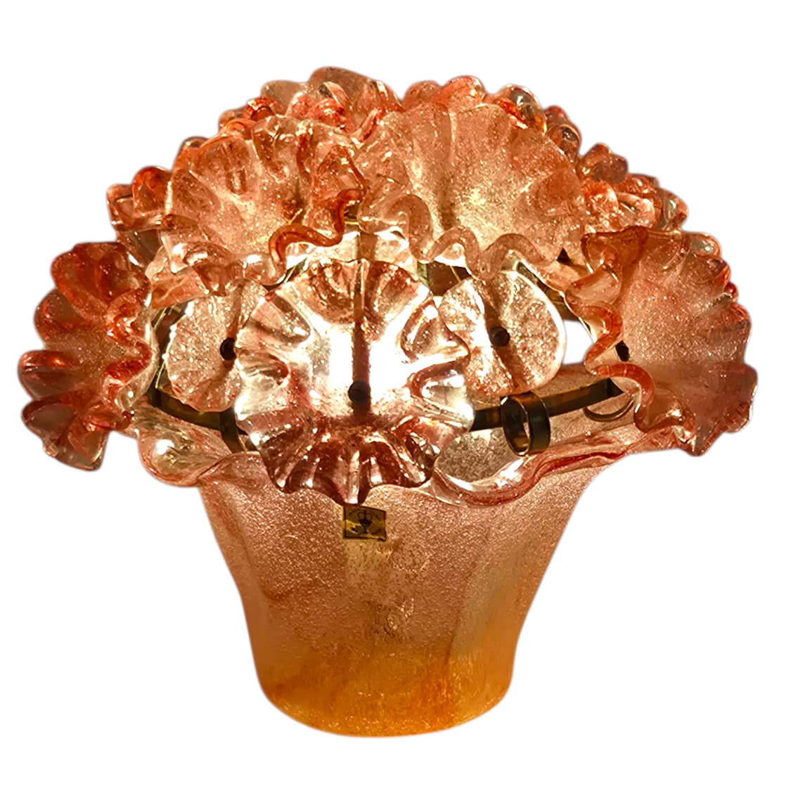 50s 이와타 핸드블로운 핑크 꽃 바구니 엔틱 램프 상품이미지2