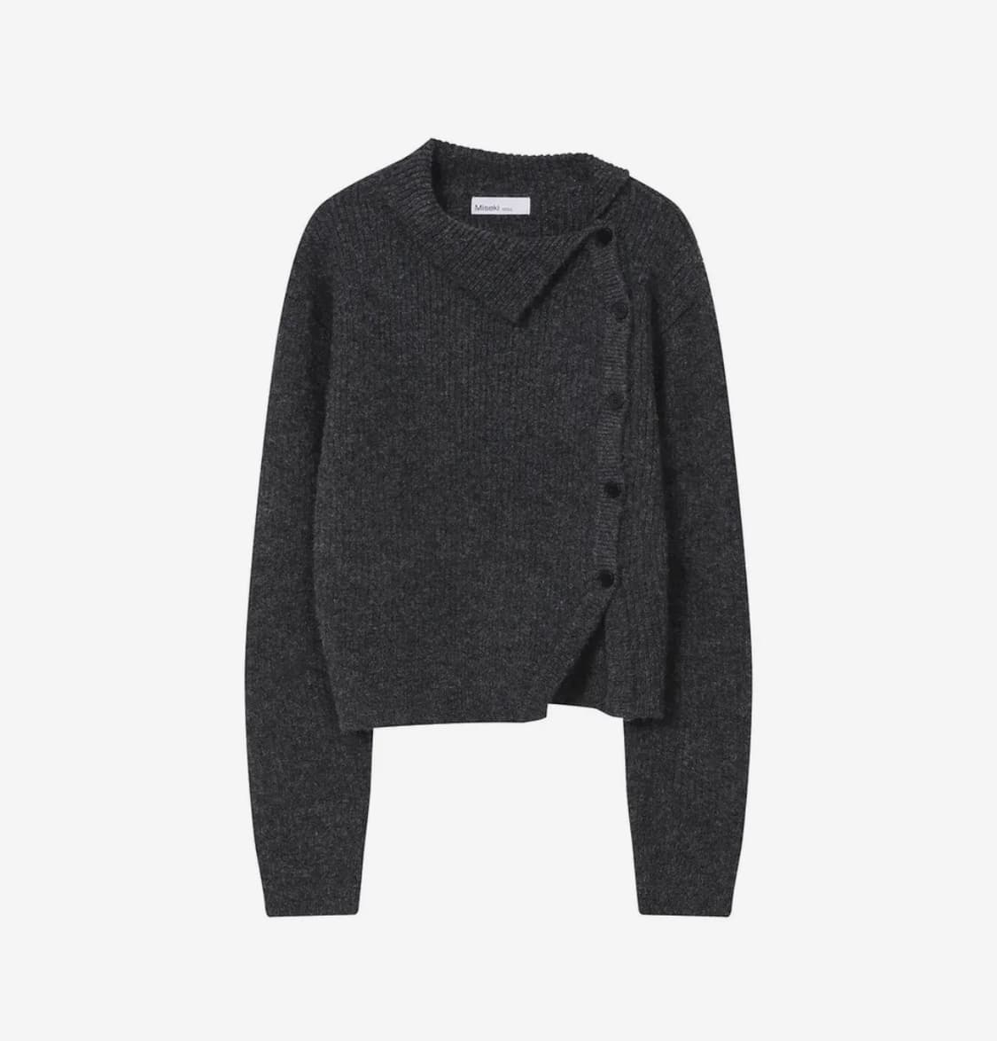 미세키서울 사이드 버튼 니트 차콜 상품이미지1