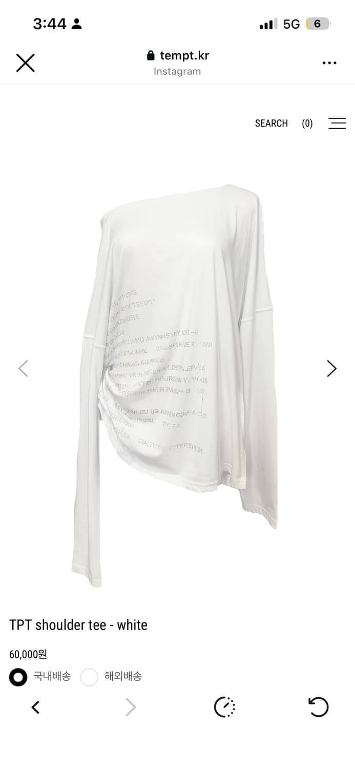 tempt 원숄더 오프숄더 티셔츠(맨뒷착샷 상품이미지1