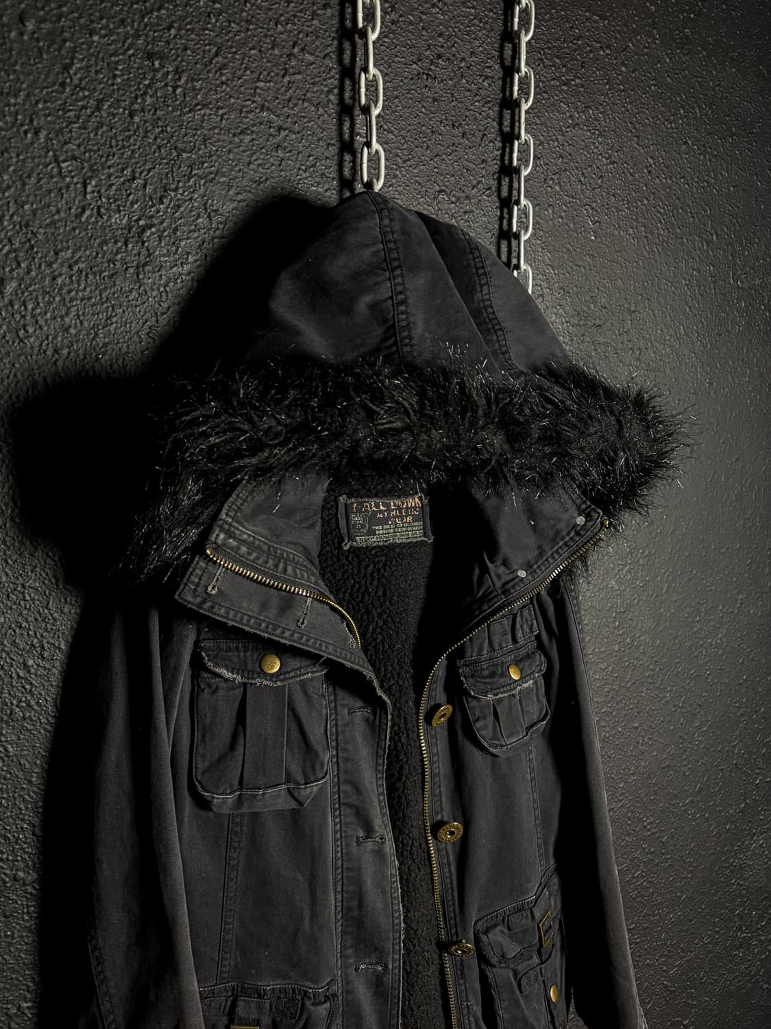 Black slim-fit fur hooded field jacket   상품이미지3
